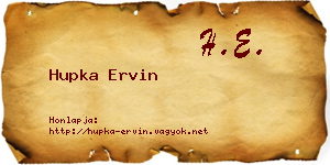 Hupka Ervin névjegykártya